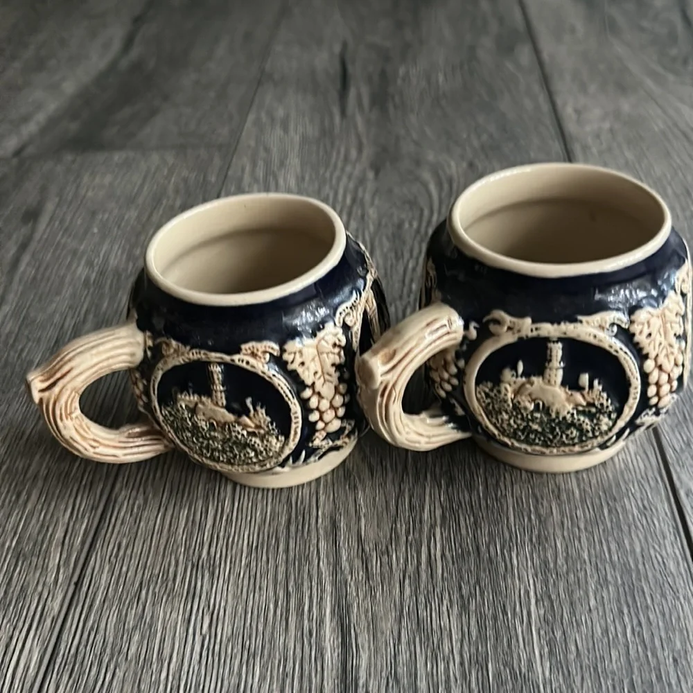 Vintage German mug Marzi Remy Stein Mug Ehrenburg Drachenfels set of 2